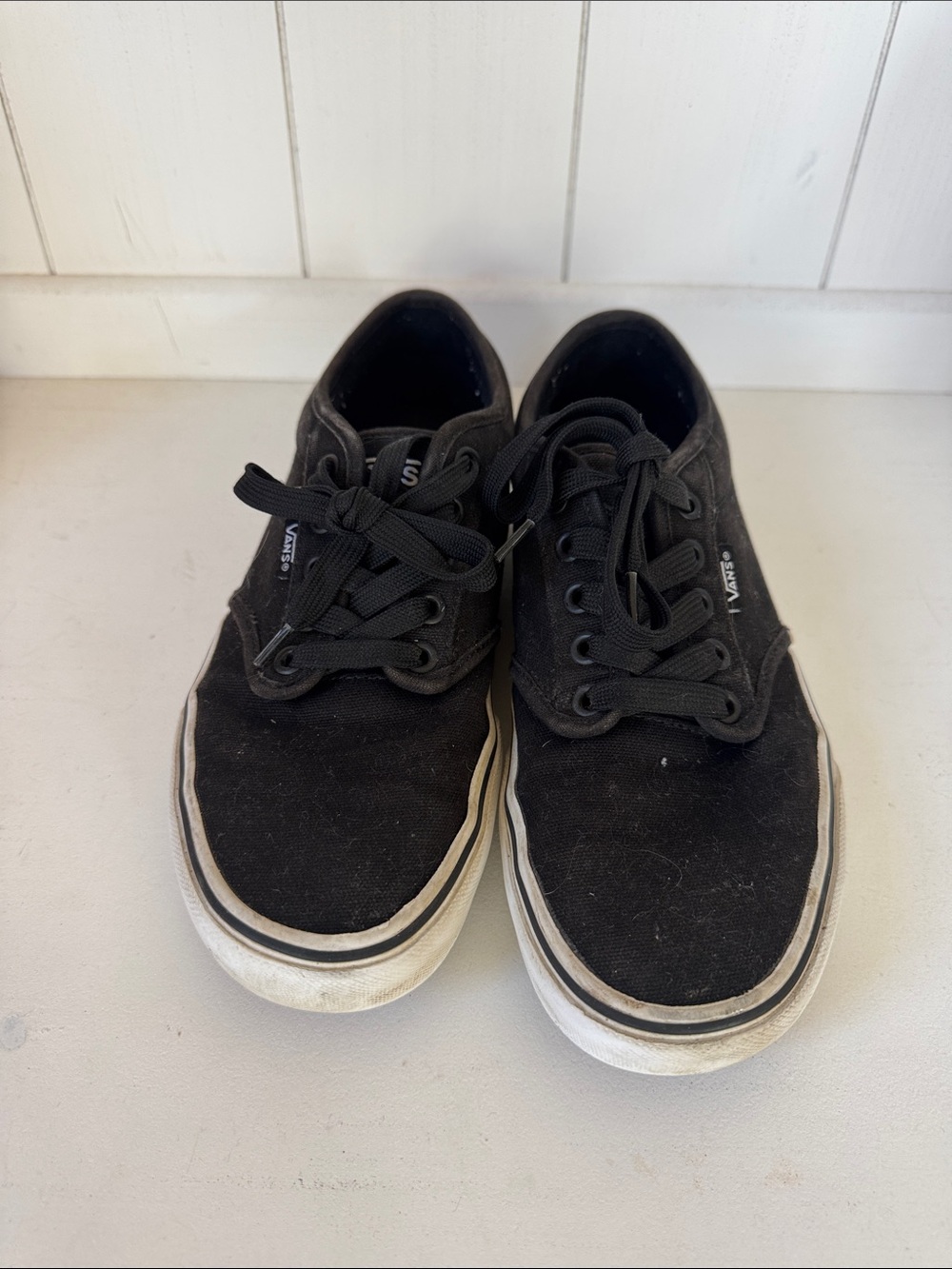 Vans Black Canvas Lace-Up Sneakers with White Sole